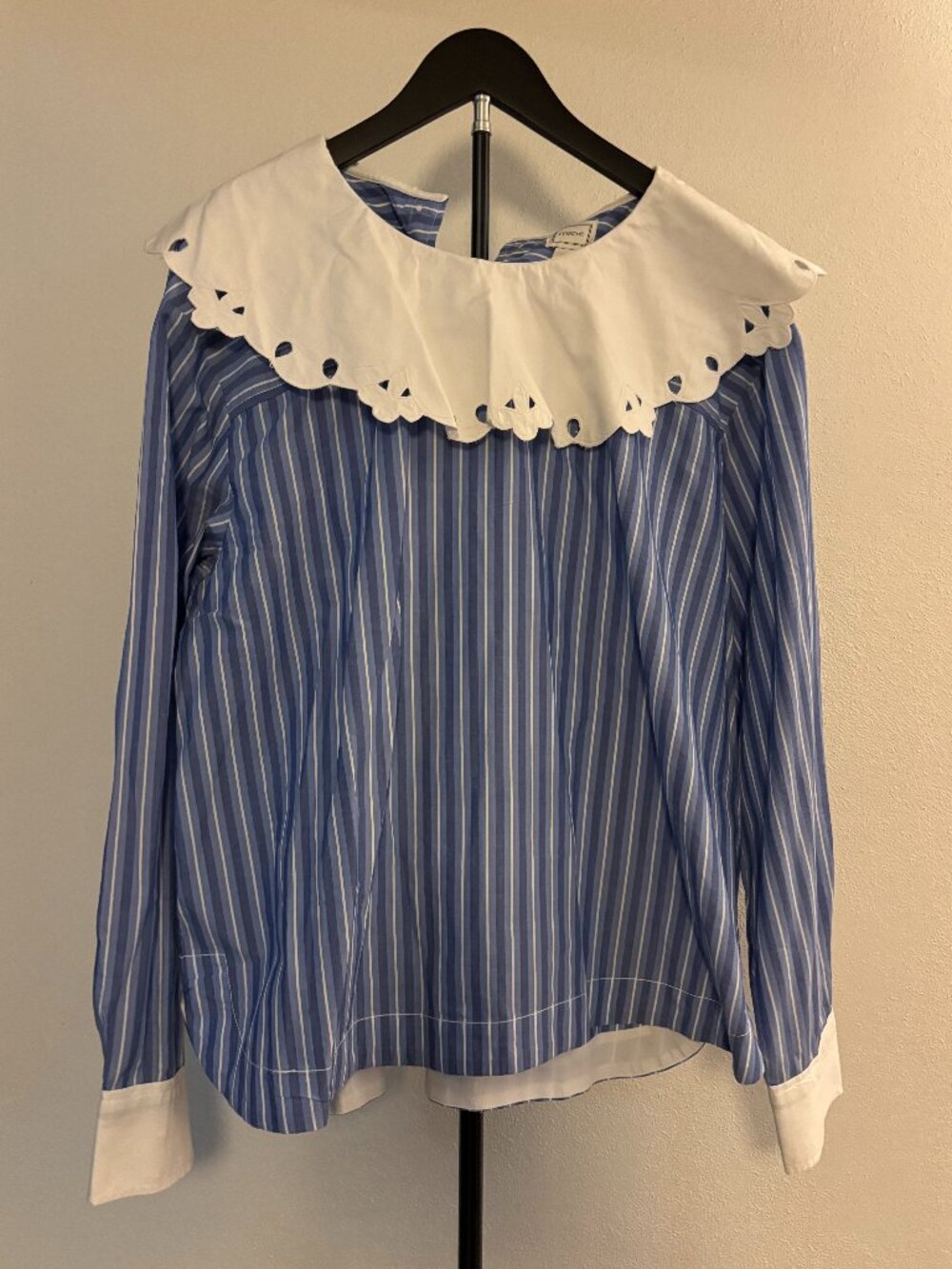 Anthropologie Maeve striped peter pan collar (reversible) button down size large